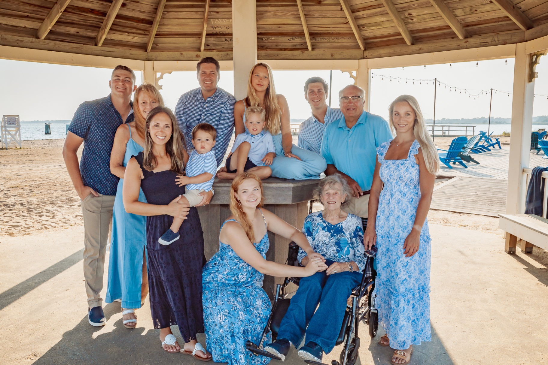 Family portrait at beachside gazebo